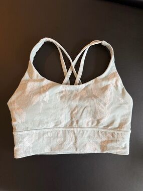 Lululemon Energy Longline Bra Reverberate Chevron Jacquard Silver Blue Size 6